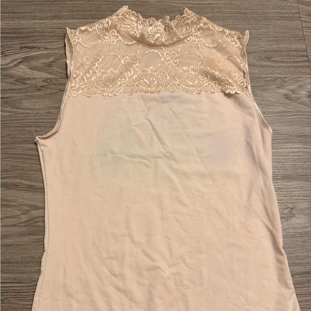 Elegant Lace Trimmed Cream Top